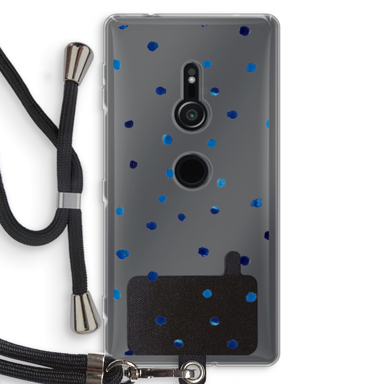 Blauwe stippen: Sony Xperia XZ2 Transparant Hoesje met koord