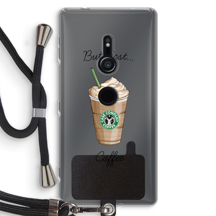 But first coffee: Sony Xperia XZ2 Transparant Hoesje met koord
