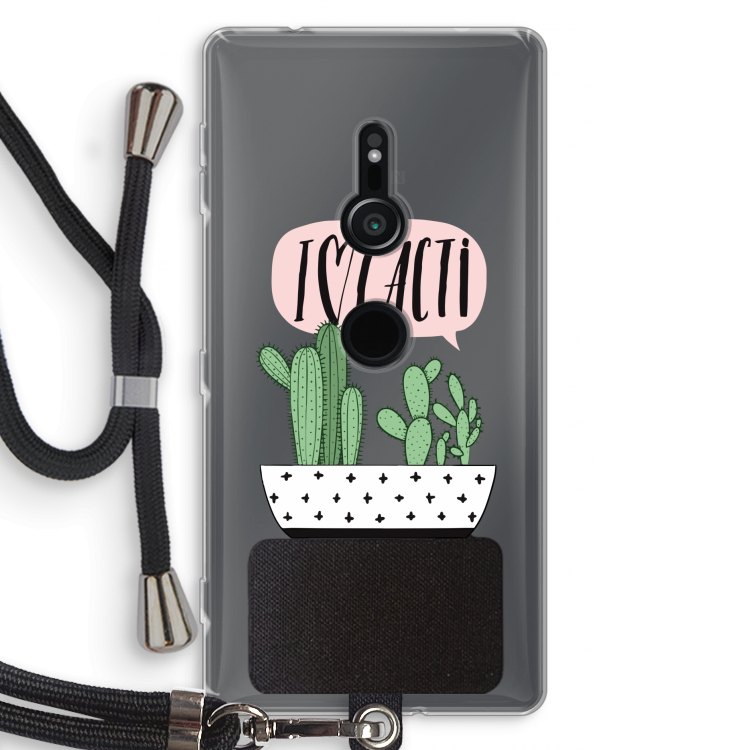 I love cacti: Sony Xperia XZ2 Transparant Hoesje met koord