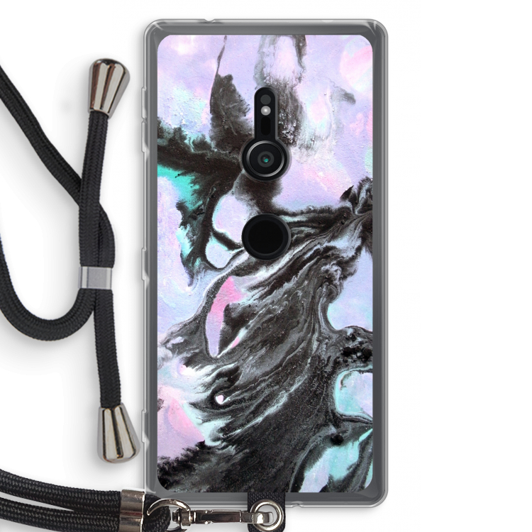 Pastel zwart: Sony Xperia XZ2 Transparant Hoesje met koord