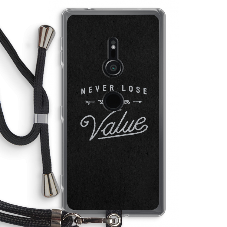 Never lose your value: Sony Xperia XZ2 Transparant Hoesje met koord