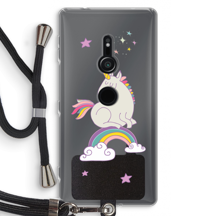 Regenboog eenhoorn: Sony Xperia XZ2 Transparant Hoesje met koord