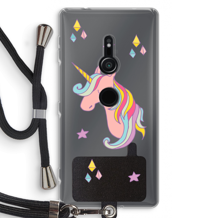 Roze eenhoorn: Sony Xperia XZ2 Transparant Hoesje met koord