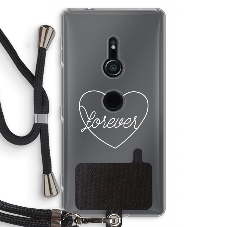 Forever heart pastel: Sony Xperia XZ2 Transparant Hoesje met koord