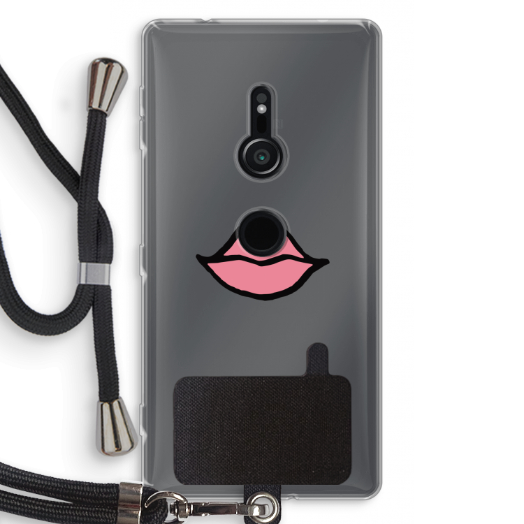 Kusje: Sony Xperia XZ2 Transparant Hoesje met koord