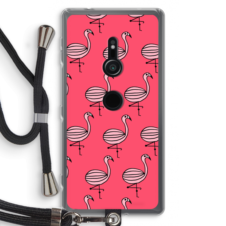 Flamingo: Sony Xperia XZ2 Transparant Hoesje met koord