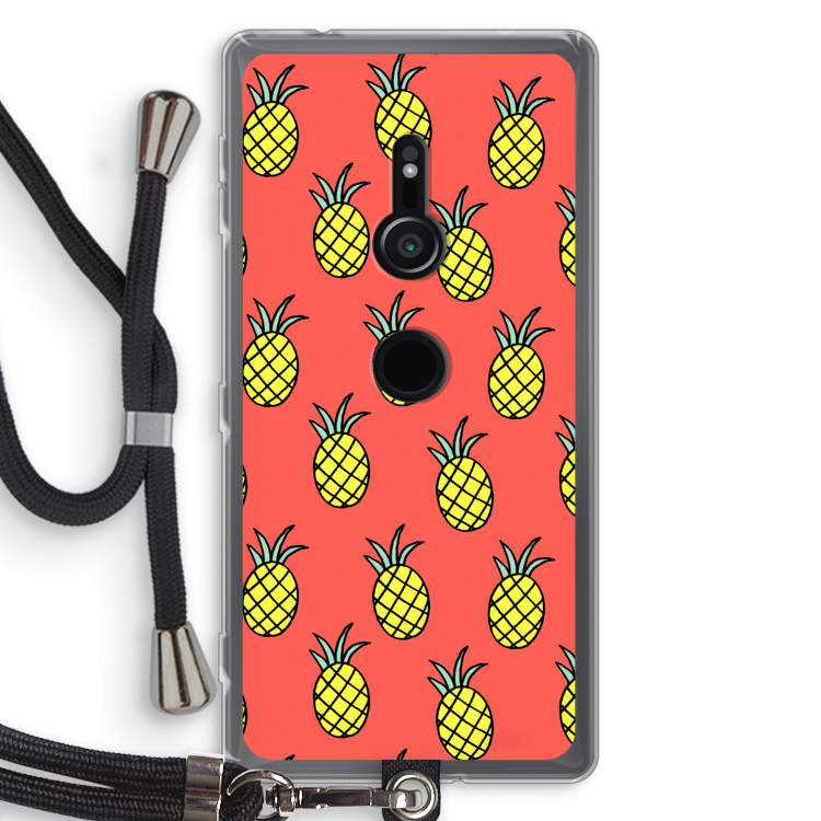 Ananas: Sony Xperia XZ2 Transparant Hoesje met koord