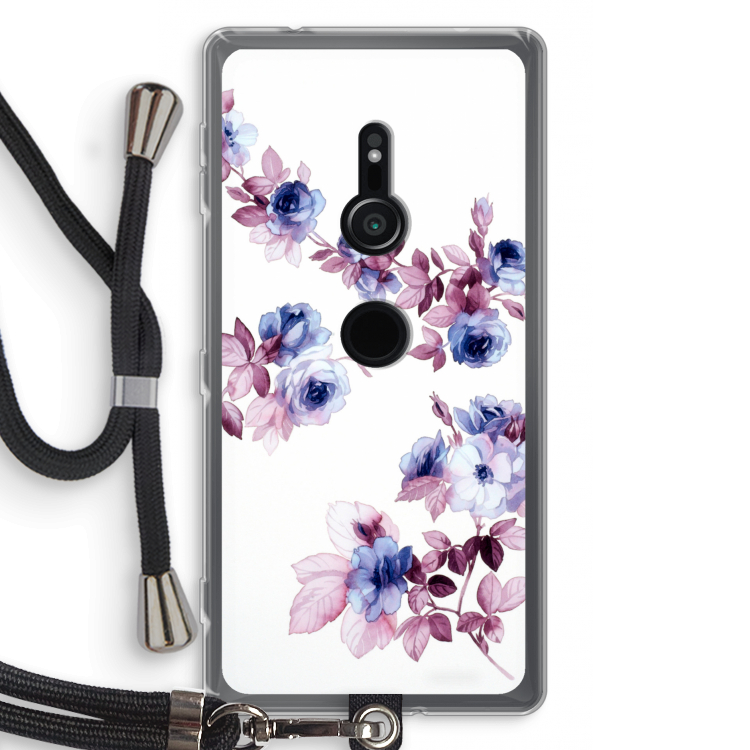 Waterverf bloemen: Sony Xperia XZ2 Transparant Hoesje met koord