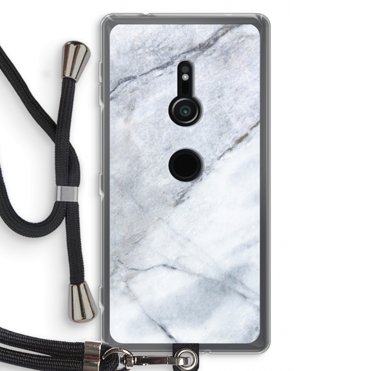 Witte marmer: Sony Xperia XZ2 Transparant Hoesje met koord