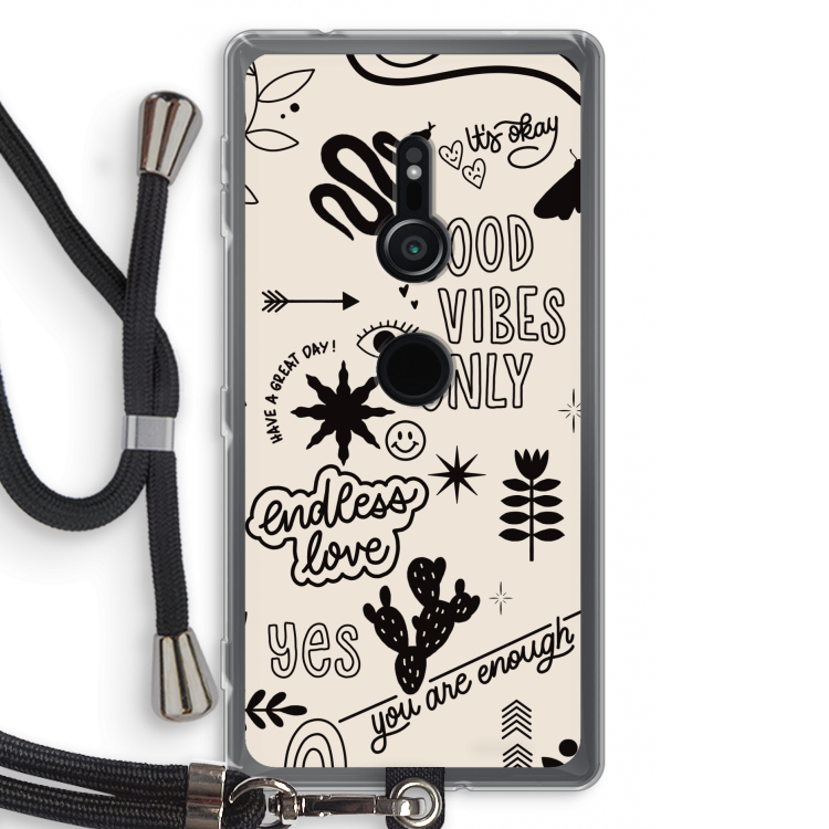 Good vibes: Sony Xperia XZ2 Transparant Hoesje met koord