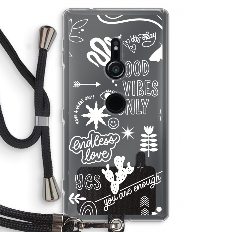 Good vibes: Sony Xperia XZ2 Transparant Hoesje met koord