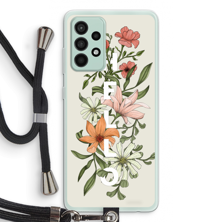 Hello bloemen: Samsung Galaxy A52s 5G Transparant Hoesje met koord