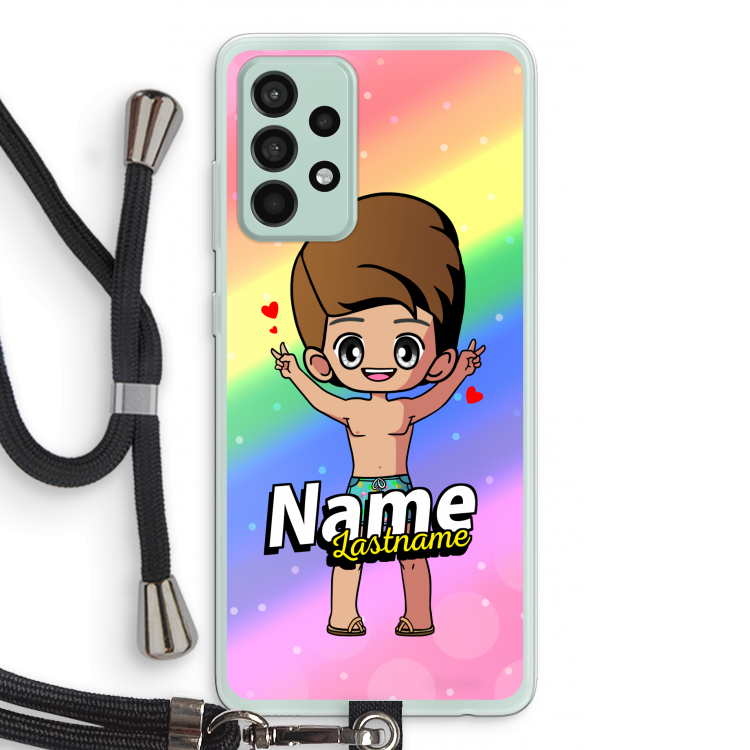 Chibi Maker man: Samsung Galaxy A52s 5G Transparant Hoesje met koord