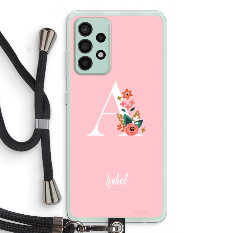 Pink Bouquet: Samsung Galaxy A52s 5G Transparant Hoesje met koord