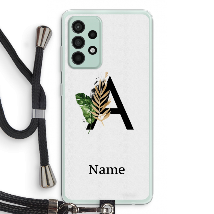 Charcoal Flora: Samsung Galaxy A52s 5G Transparant Hoesje met koord