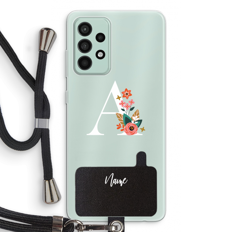 Pink Bouquet: Samsung Galaxy A52s 5G Transparant Hoesje met koord