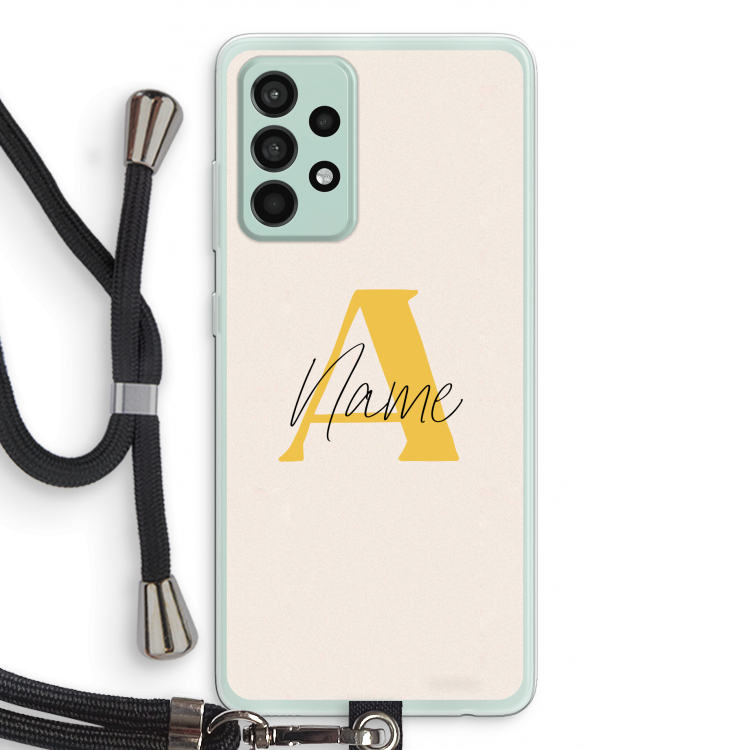Amber Script: Samsung Galaxy A52s 5G Transparant Hoesje met koord