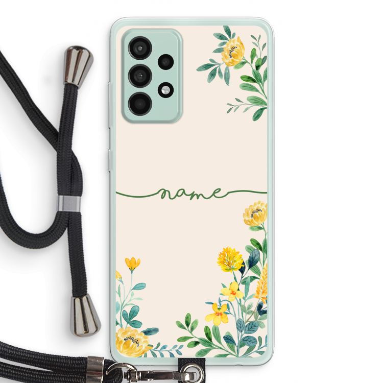 Gele bloemen: Samsung Galaxy A52s 5G Transparant Hoesje met koord