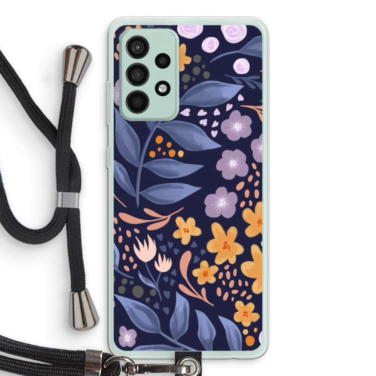 Flowers with blue leaves: Samsung Galaxy A52s 5G Transparant Hoesje met koord