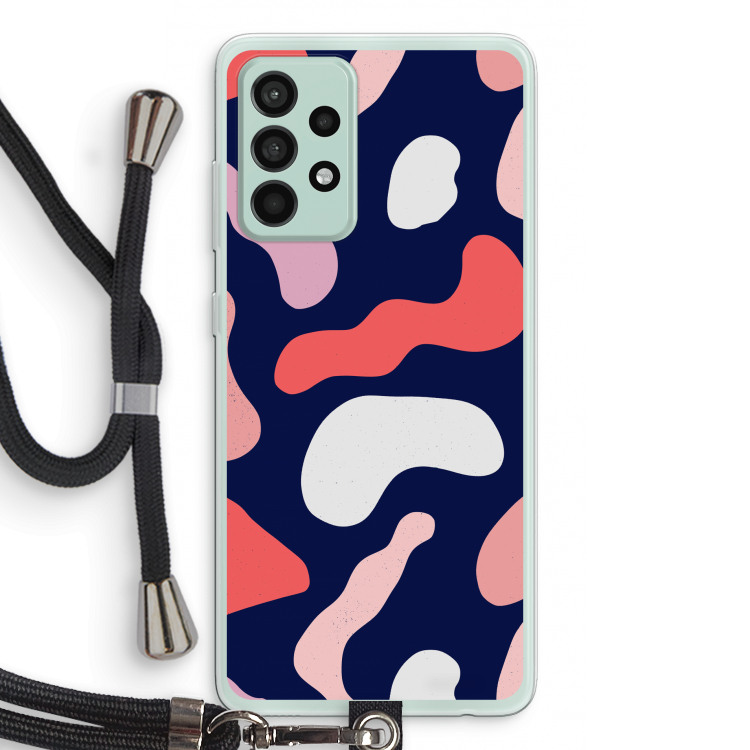 Memphis Shapes Pink: Samsung Galaxy A52s 5G Transparant Hoesje met koord