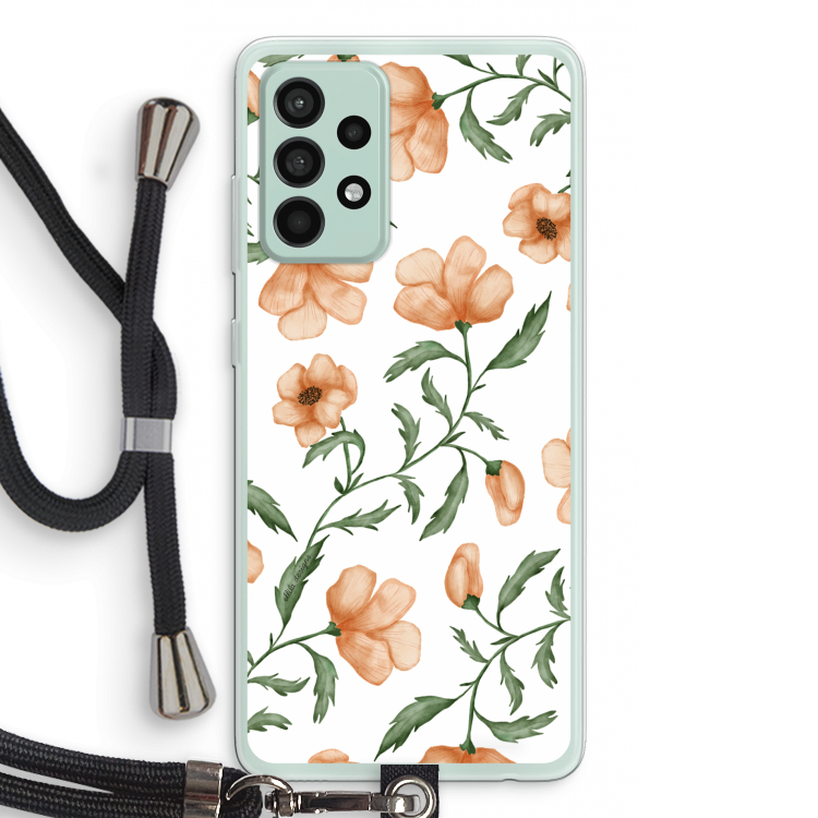 Peachy flowers: Samsung Galaxy A52s 5G Transparant Hoesje met koord