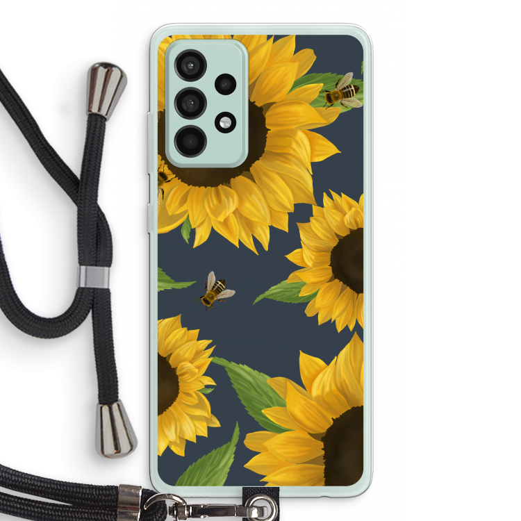 Sunflower and bees: Samsung Galaxy A52s 5G Transparant Hoesje met koord