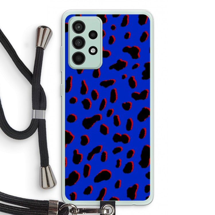 Blue Leopard: Samsung Galaxy A52s 5G Transparant Hoesje met koord