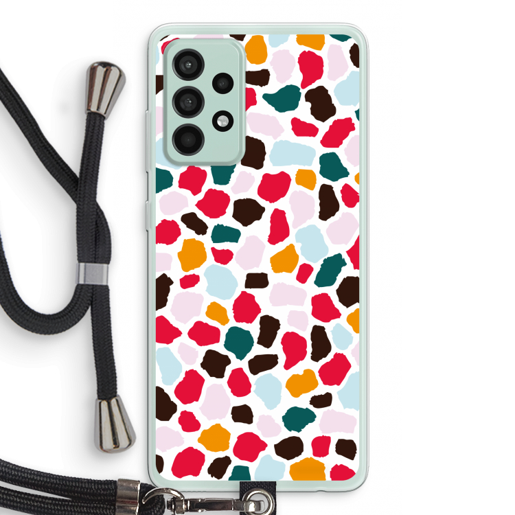 Colored Giraffe: Samsung Galaxy A52s 5G Transparant Hoesje met koord