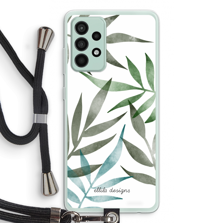 Tropical watercolor leaves: Samsung Galaxy A52s 5G Transparant Hoesje met koord