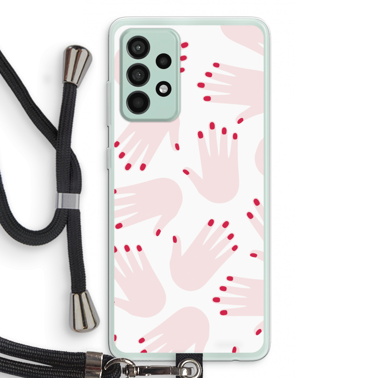 Hands pink: Samsung Galaxy A52s 5G Transparant Hoesje met koord
