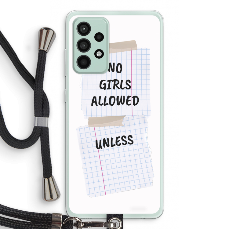No Girls Allowed Unless: Samsung Galaxy A52s 5G Transparant Hoesje met koord
