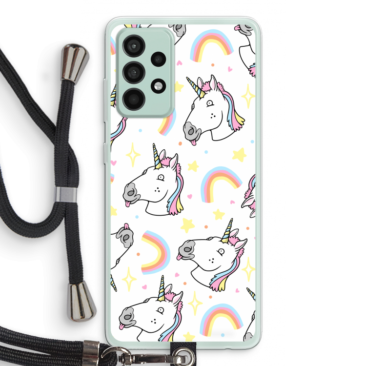 Rainbow Unicorn: Samsung Galaxy A52s 5G Transparant Hoesje met koord