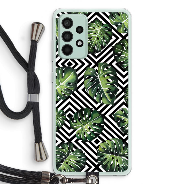 Geometrische jungle: Samsung Galaxy A52s 5G Transparant Hoesje met koord