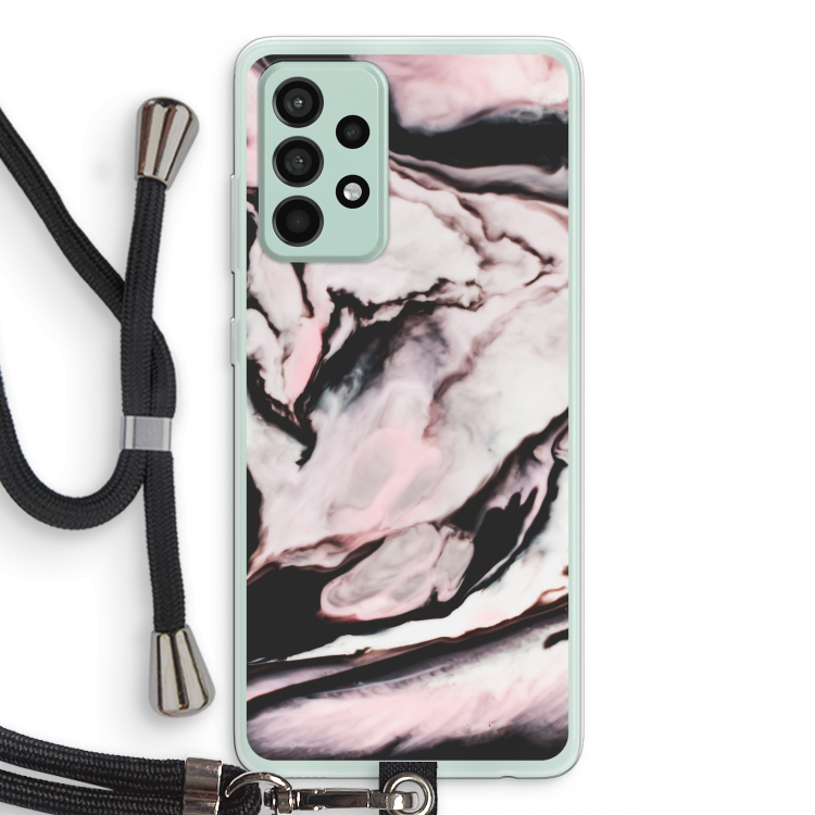 Roze stroom: Samsung Galaxy A52s 5G Transparant Hoesje met koord
