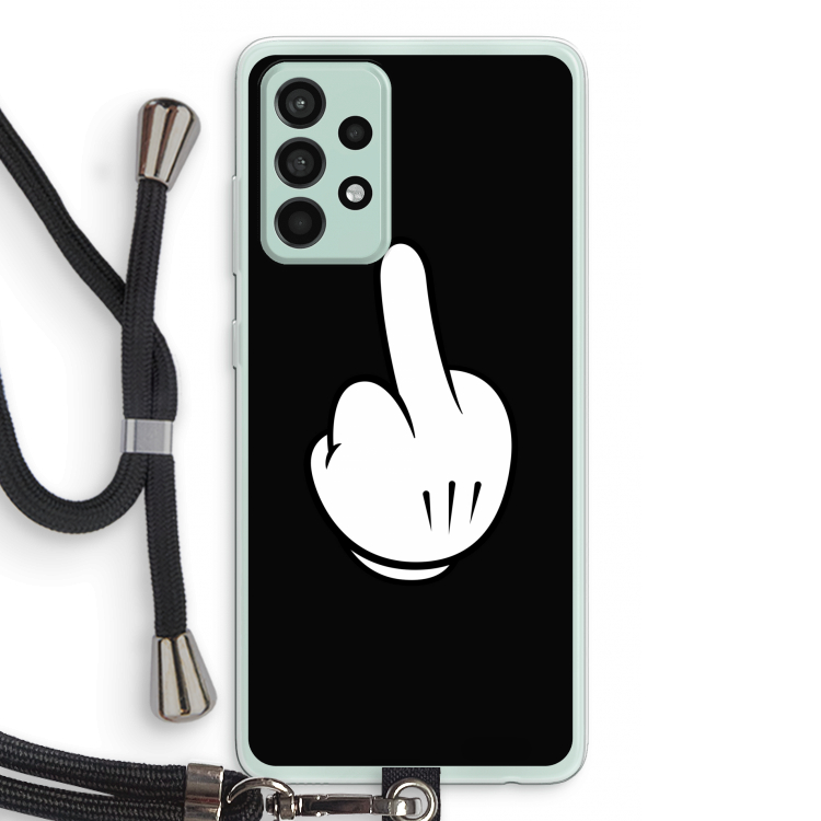 Middle finger black: Samsung Galaxy A52s 5G Transparant Hoesje met koord