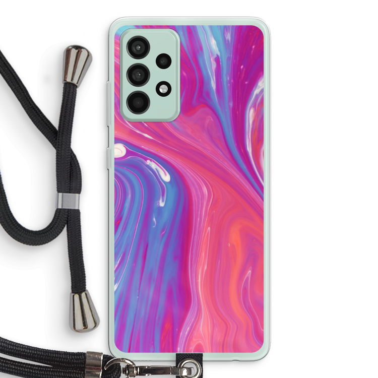 Paarse stroom: Samsung Galaxy A52s 5G Transparant Hoesje met koord