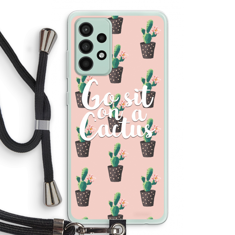 Cactus quote: Samsung Galaxy A52s 5G Transparant Hoesje met koord