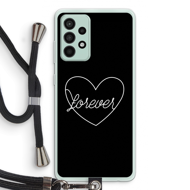 Forever heart black: Samsung Galaxy A52s 5G Transparant Hoesje met koord