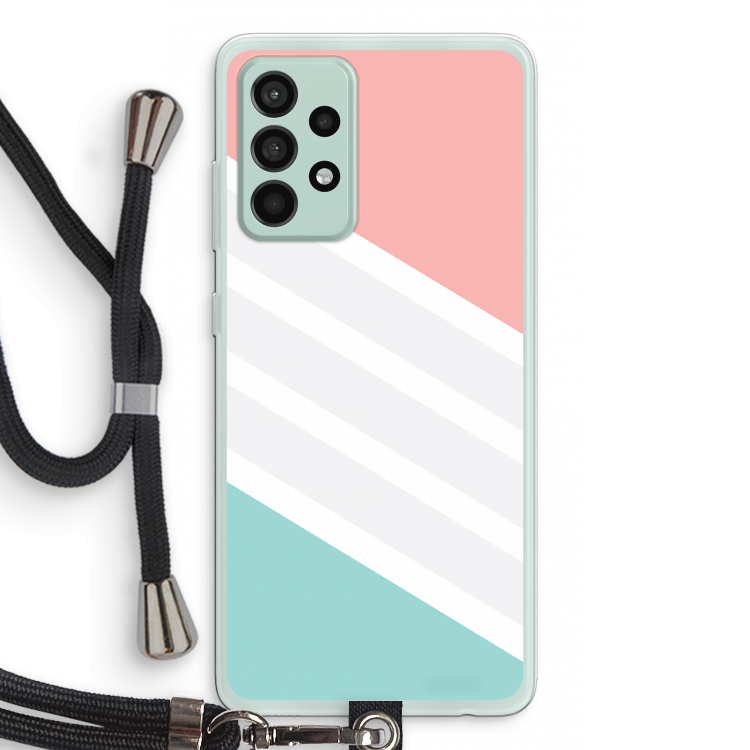 Strepen pastel: Samsung Galaxy A52s 5G Transparant Hoesje met koord