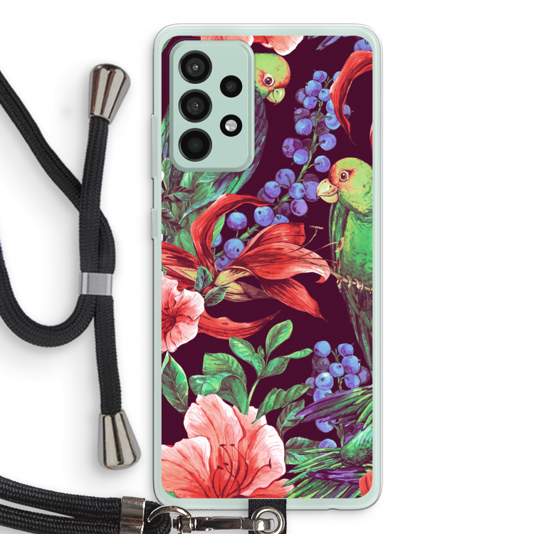 Papegaaien: Samsung Galaxy A52s 5G Transparant Hoesje met koord