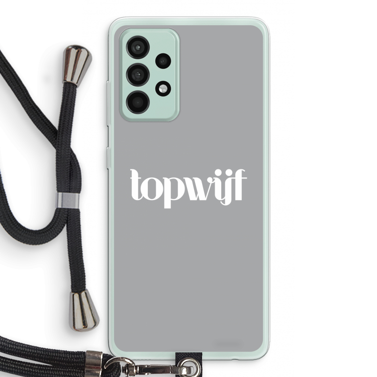 Topwijf Grijs Wit: Samsung Galaxy A52s 5G Transparant Hoesje met koord