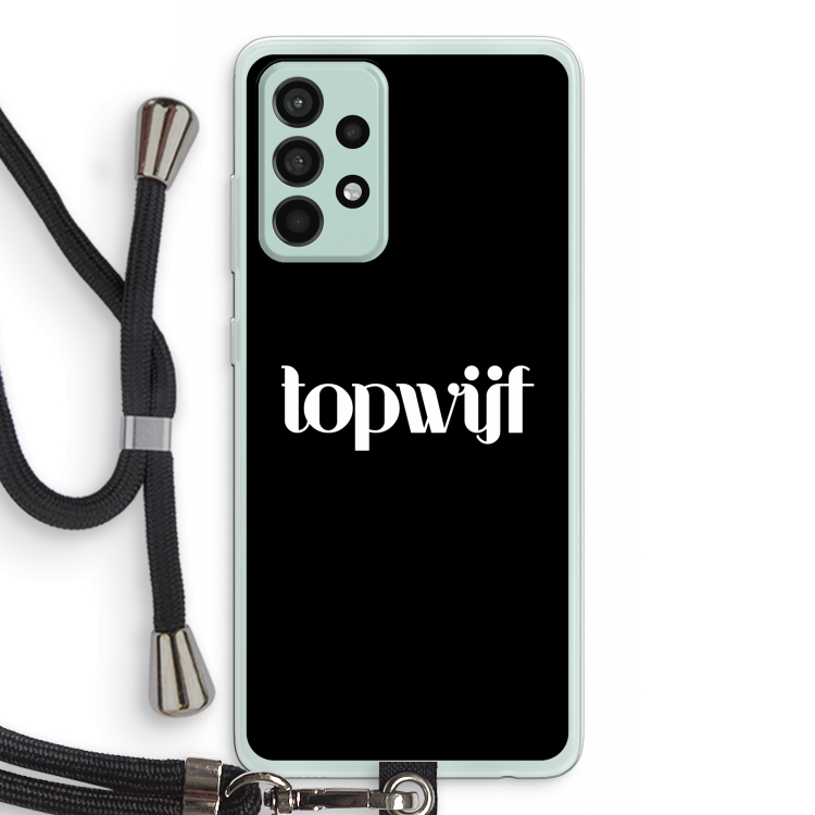 Topwijf Zwart: Samsung Galaxy A52s 5G Transparant Hoesje met koord