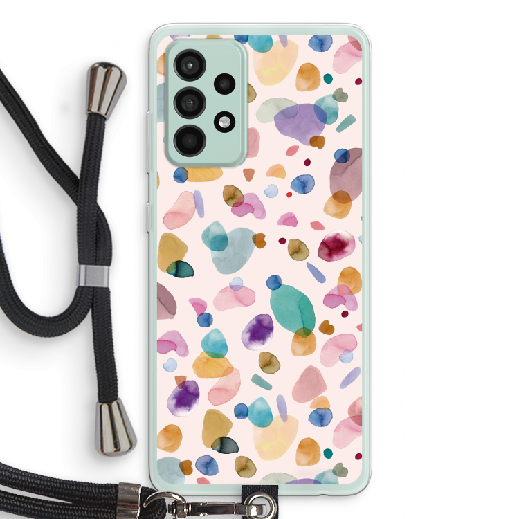 Terrazzo Memphis Pink: Samsung Galaxy A52s 5G Transparant Hoesje met koord