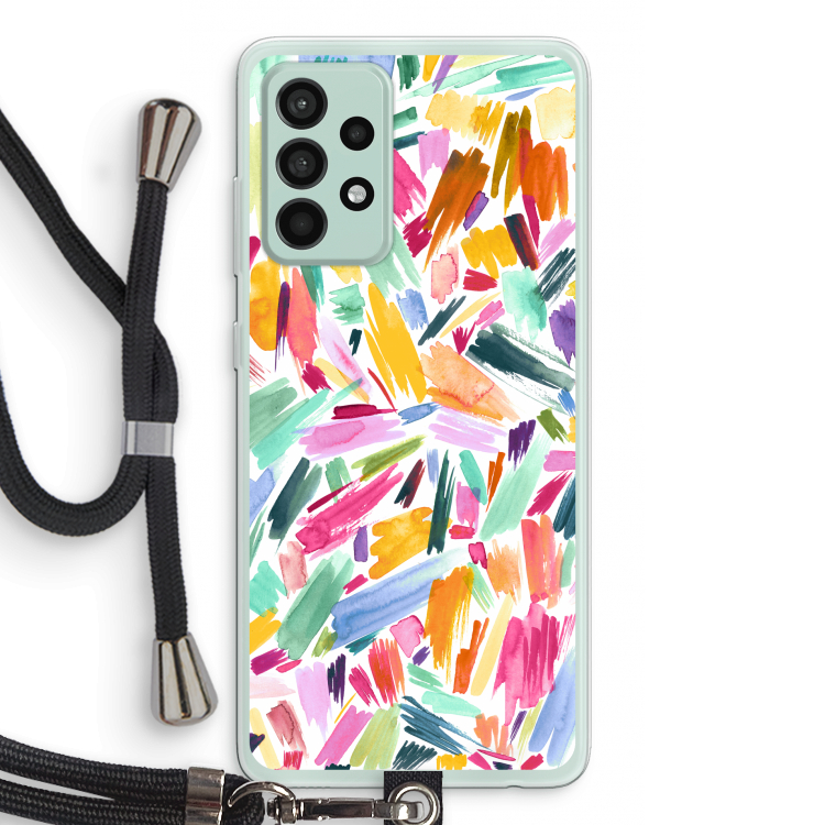 Watercolor Brushstrokes: Samsung Galaxy A52s 5G Transparant Hoesje met koord