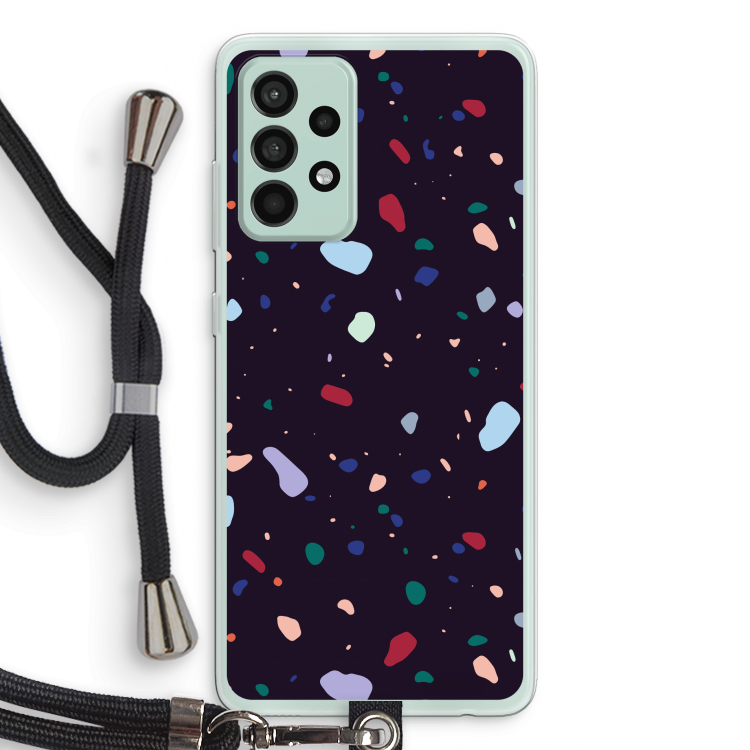 Dark Rounded Terrazzo: Samsung Galaxy A52s 5G Transparant Hoesje met koord