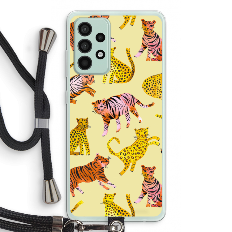 Cute Tigers and Leopards: Samsung Galaxy A52s 5G Transparant Hoesje met koord