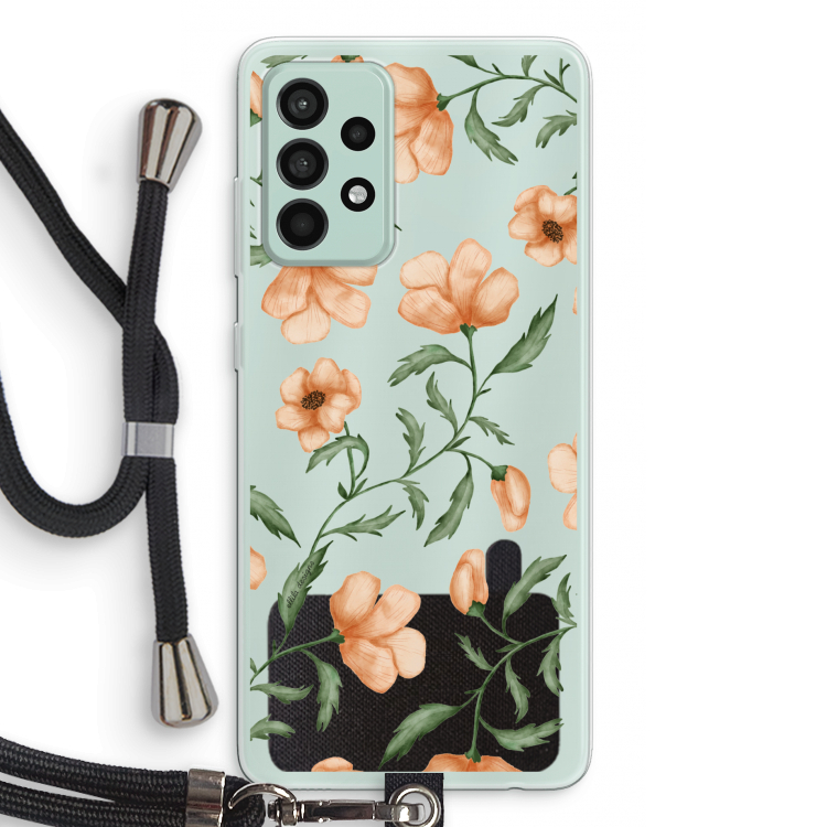 Peachy flowers: Samsung Galaxy A52s 5G Transparant Hoesje met koord