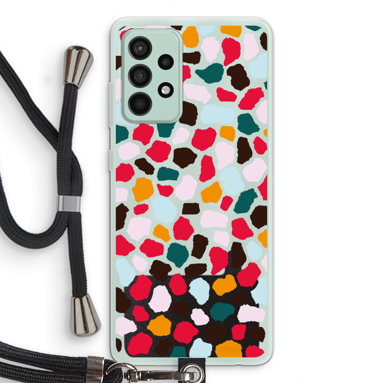 Colored Giraffe: Samsung Galaxy A52s 5G Transparant Hoesje met koord