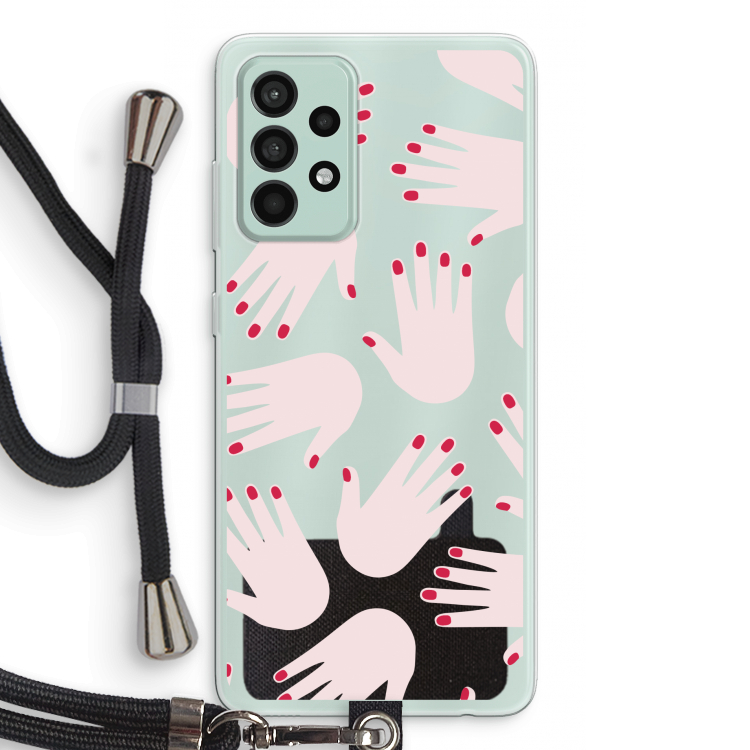 Hands pink: Samsung Galaxy A52s 5G Transparant Hoesje met koord