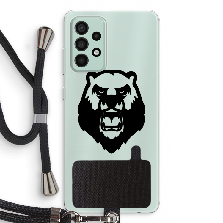 Angry Bear (black): Samsung Galaxy A52s 5G Transparant Hoesje met koord